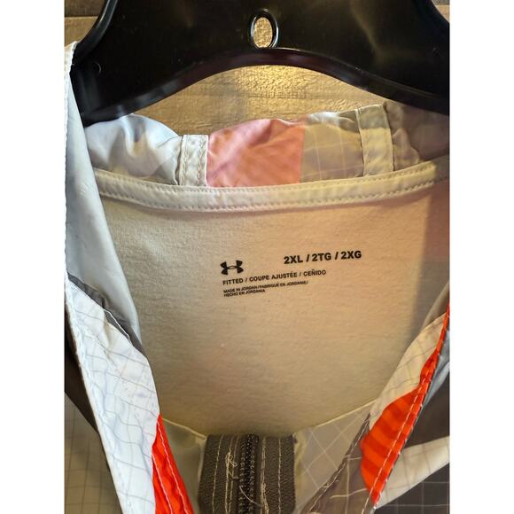 Under Armour Men Sportstyle Wind Anorak Hood Jacket-White/Red/Grey-2XL - Picture 4 of 8